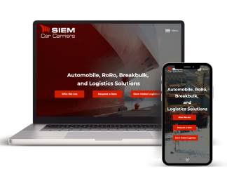 A laptop and mobile displaying the Siem Car Carriers Home page